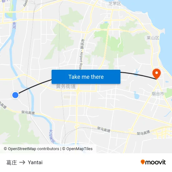 Gezhuang to Yantai map