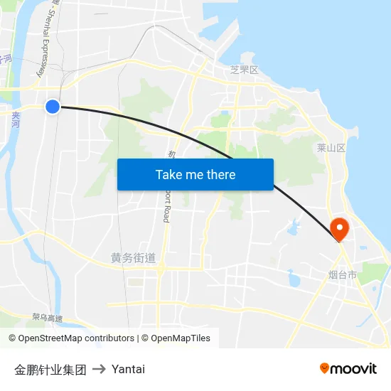 Jinpeng Needle Industry Group to Yantai map