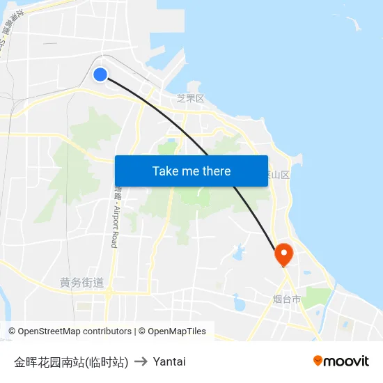 Jinhui Garden South Station (Temporary) to Yantai map