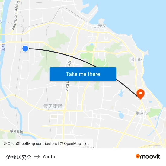 Chuyu Community Committee to Yantai map