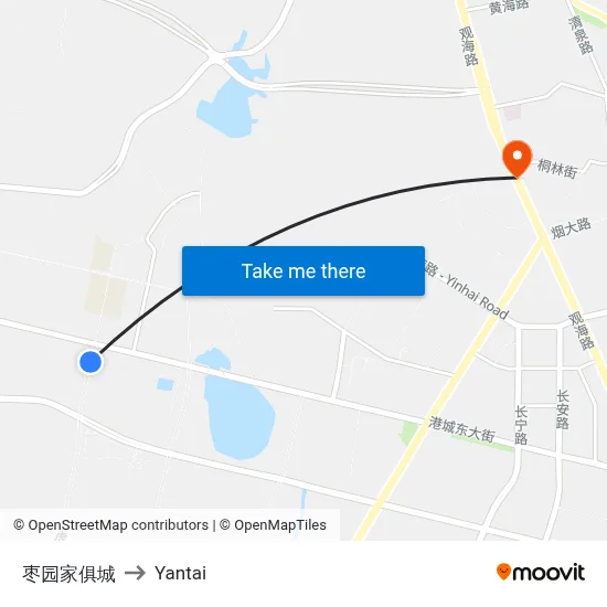 Zaoyuan Furniture City to Yantai map