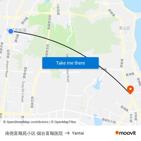 Nanyao Fushun Garden Community·Yantai Fushun Hospital to Yantai map