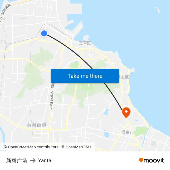 Xinqiao Plaza to Yantai map