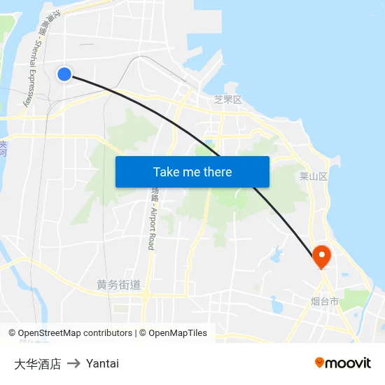 Dahua Hotel to Yantai map