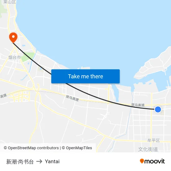 Xinchao Shangshu Platform to Yantai map