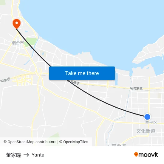 Dongjia Tun to Yantai map