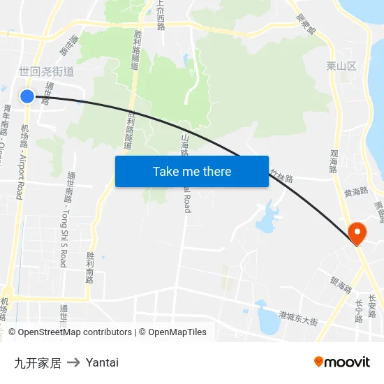 九开家居 to Yantai map