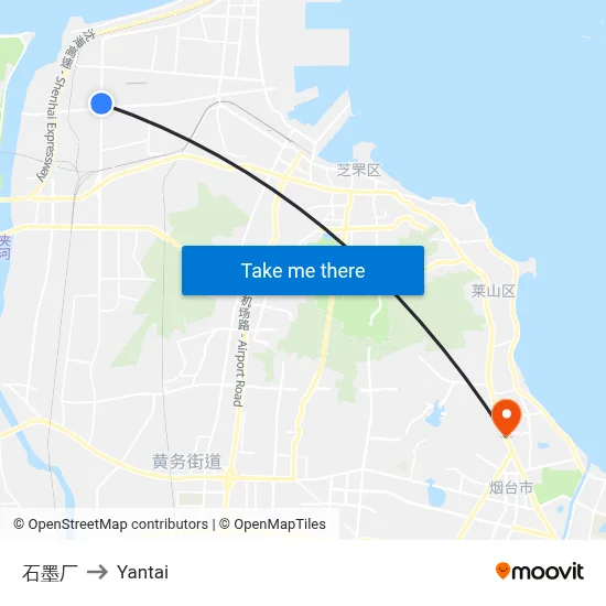 Graphite Factory to Yantai map