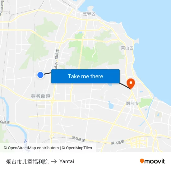 Yantai Children's Welfare Institute to Yantai map