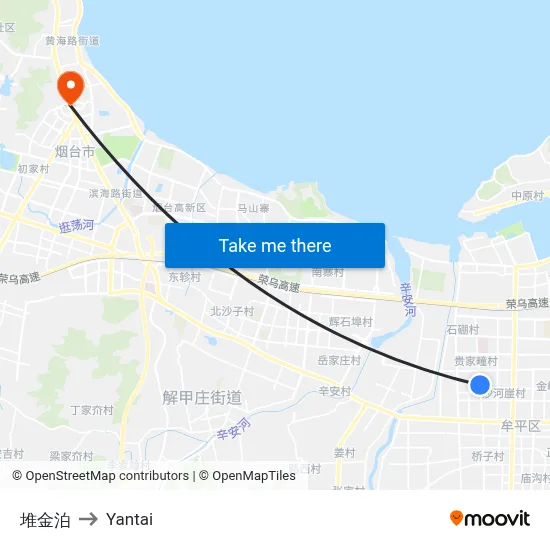 Duijin Port to Yantai map