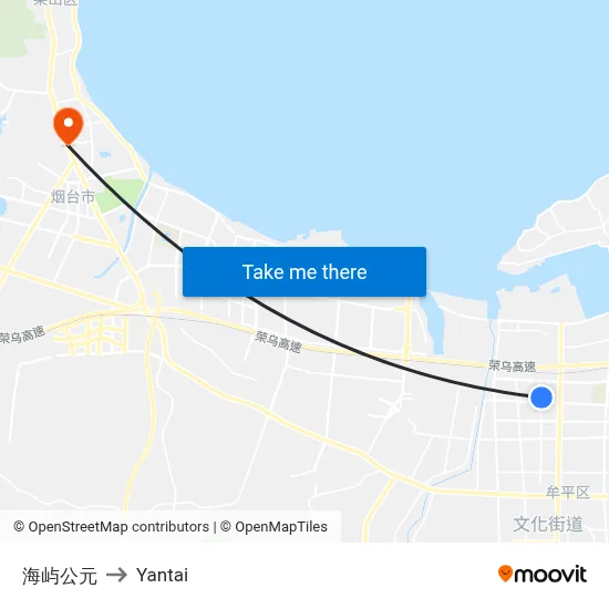 Haiyu Plaza to Yantai map