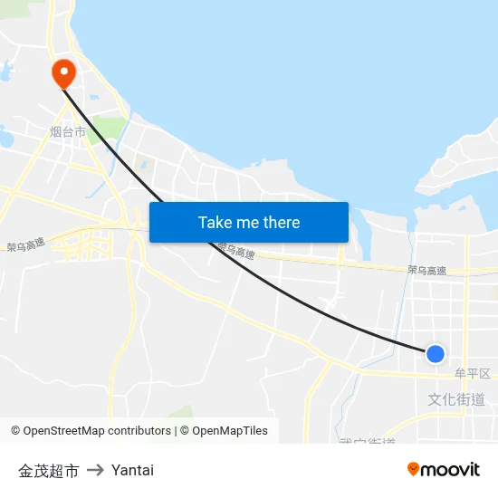 Jinmao Supermarket to Yantai map