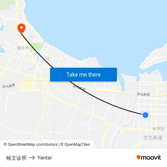 Hanwen Clinic to Yantai map