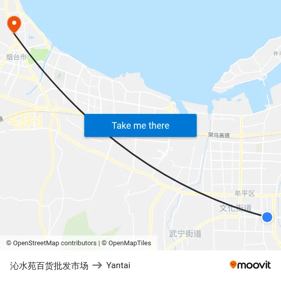 Qinshui Yuan Wholesale Market to Yantai map