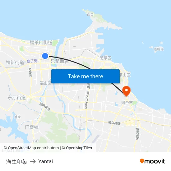 海生印染 to Yantai map