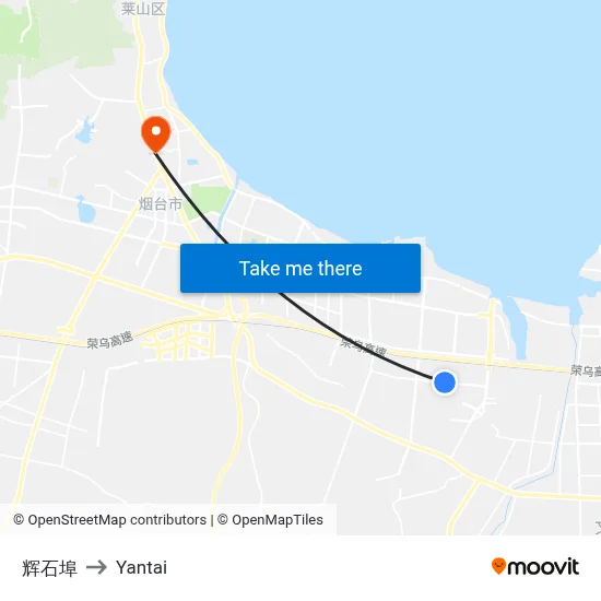 Huishibu to Yantai map