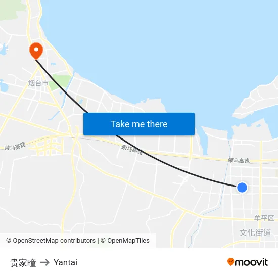 贵家疃 to Yantai map