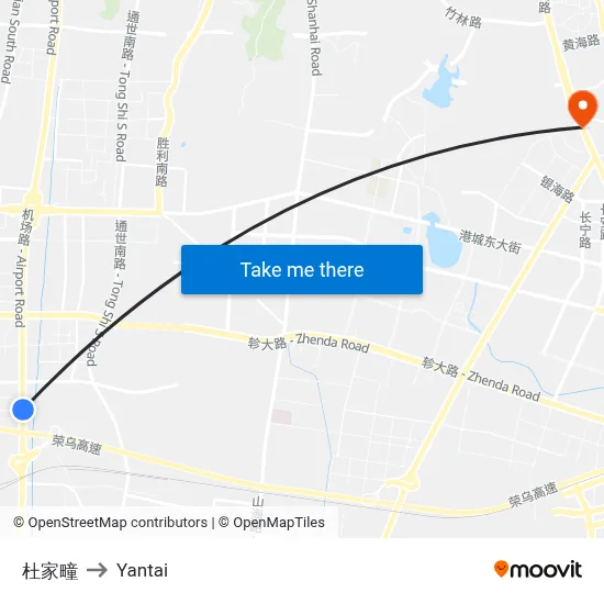 Dujia Village to Yantai map