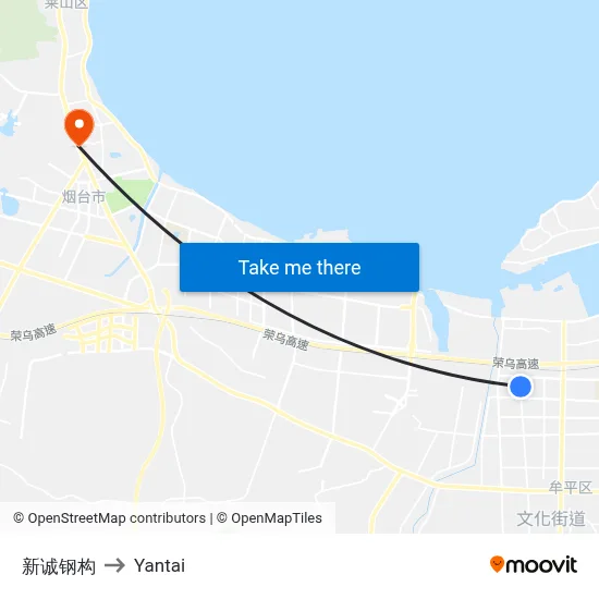 Xincheng Steel Structure to Yantai map