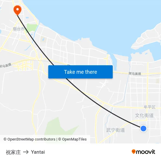 Zhu Family Village to Yantai map