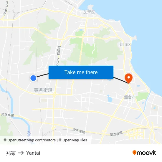 Zheng Family to Yantai map