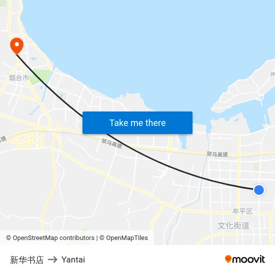 Xinhua Bookstore to Yantai map