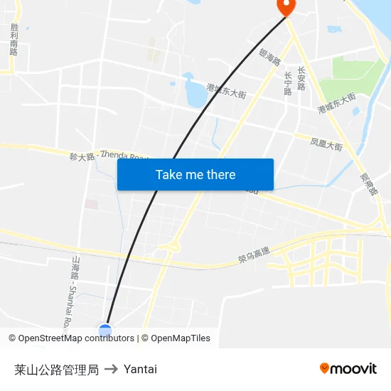 Laishan Highway Management Bureau to Yantai map