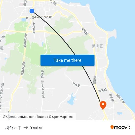 烟台五中 to Yantai map