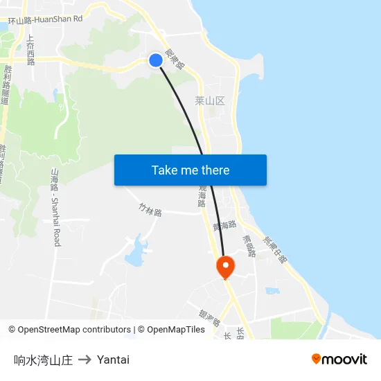Xiangshui Bay Villa to Yantai map
