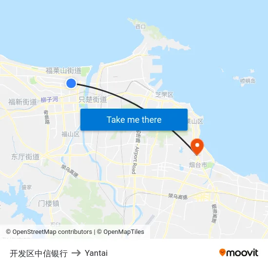 开发区中信银行 to Yantai map