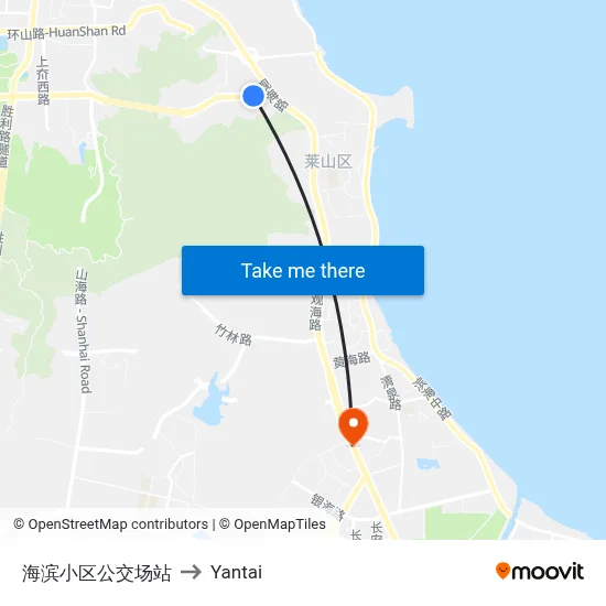 Haibin Community Bus Terminal to Yantai map