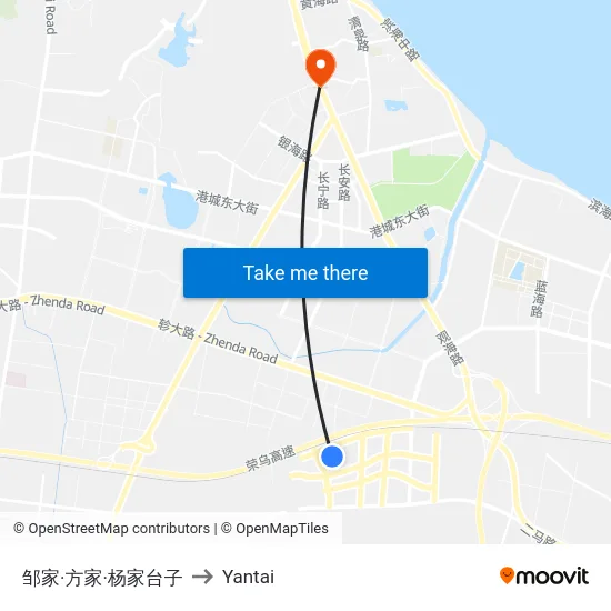 邹家·方家·杨家台子 to Yantai map
