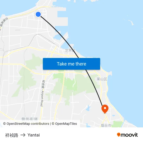 Xiangzhen Road to Yantai map