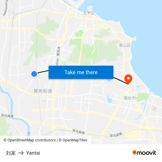 Liu Family to Yantai map