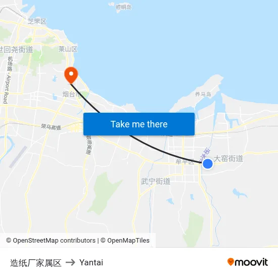 Paper Mill Residential Area to Yantai map