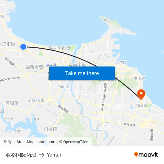 Changyu International Wine City to Yantai map