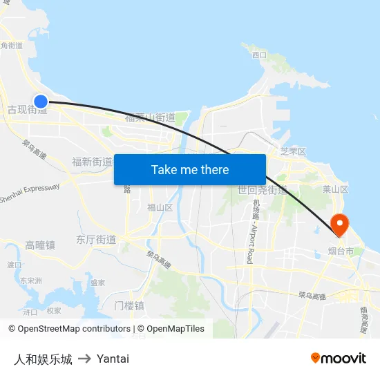 Renhe Entertainment City to Yantai map