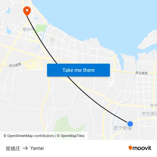 Liude Village to Yantai map