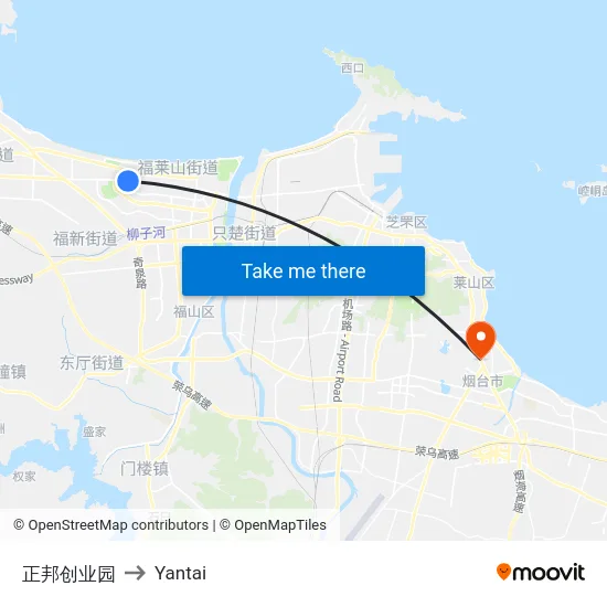 正邦创业园 to Yantai map