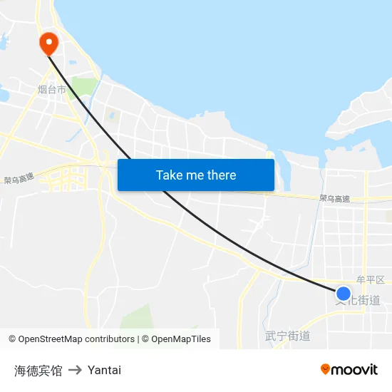 Haide Hotel to Yantai map