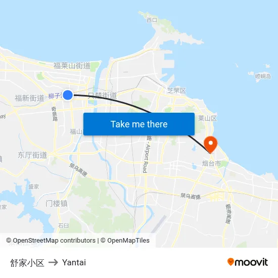 Shujia Community to Yantai map