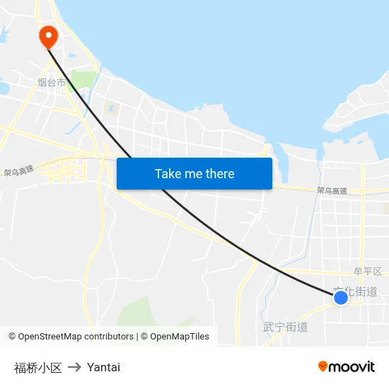 Fuqiao Community to Yantai map