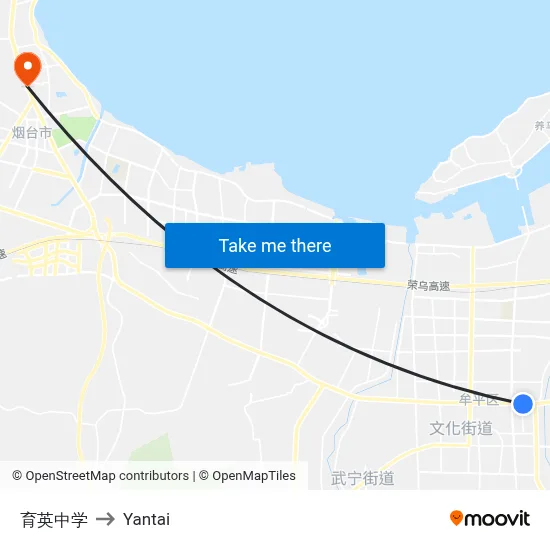 Yingying Middle School to Yantai map