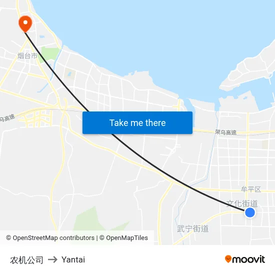 Agricultural Machinery Company to Yantai map