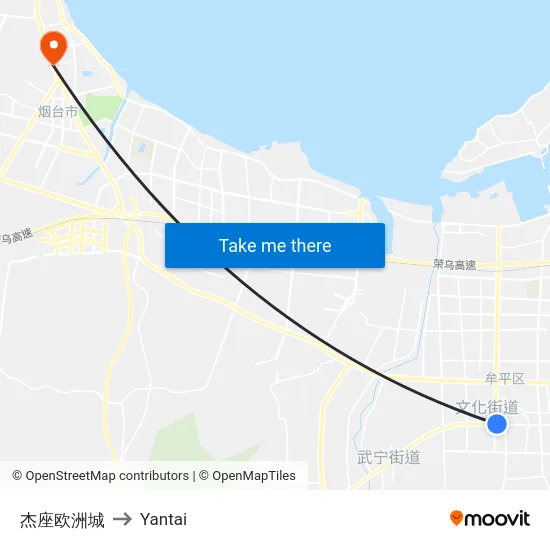 杰座欧洲城 to Yantai map