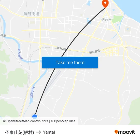 Shengtai Garden (Jie Village) to Yantai map