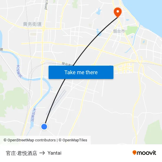 Guanzhuang Junyue Hotel to Yantai map
