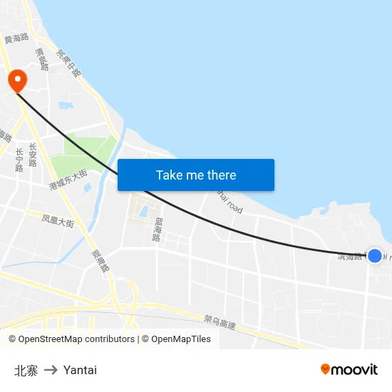 Beizhai to Yantai map