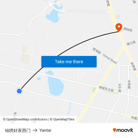 Jinxiu Haojia West Gate to Yantai map