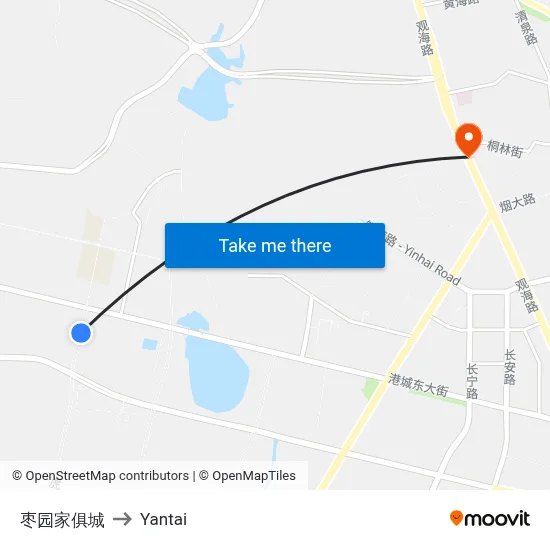 Zaoyuan Furniture City to Yantai map
